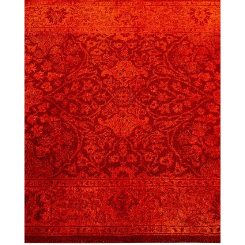 Overton Hand Knotted Wool Vintage Inspired Modern Contemporary Overdyed Orange Runner Rug - 2' 8" x 8' 3"