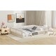 preview thumbnail 4 of 24, Sweden Concise Style Full Size Upholstered Platform Bed,Full-Length Guardrail with Pillow,Solid Pine Wood Bed