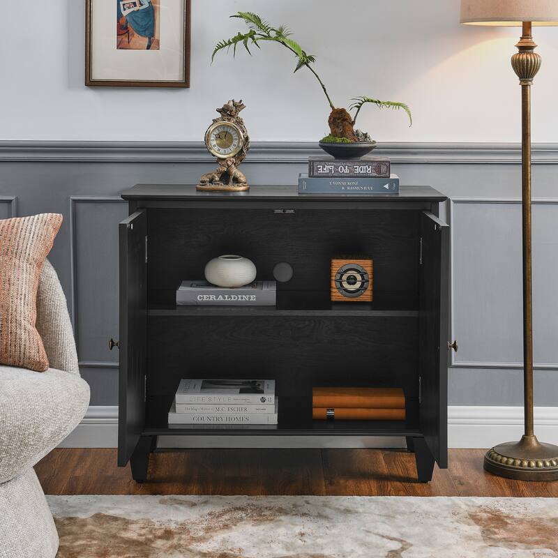 33.6"Wooden Sideboard Buffet Cabinet With Storage, Symmetrical Geometric Accent Display Cabinets, Media Console Credenza