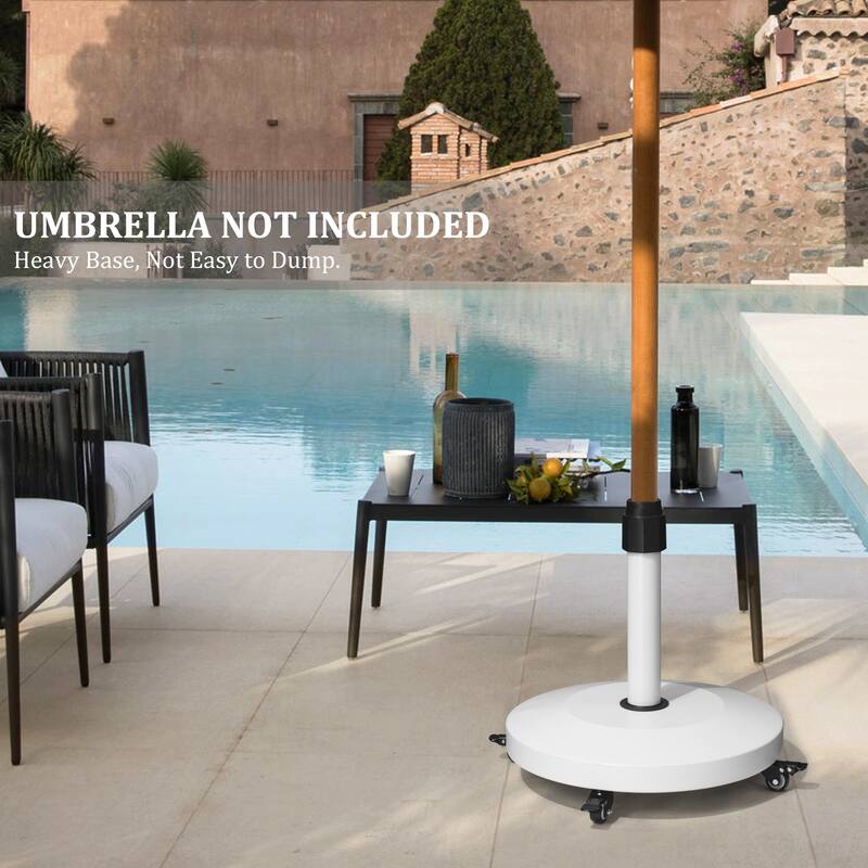 55lbs Round Concrete Market Umbrella Base With Wheels - N/A