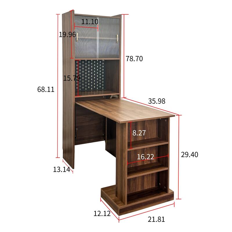 Folding Desk with Storage Space Saving Foldable Computer Desk Small Spaces Home Office Bedroom