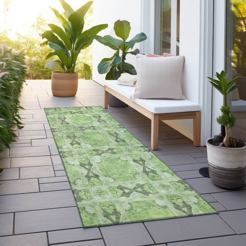 Alnaso Lush Floral Weather Resistant Timeless Fusion Outdoor Rug