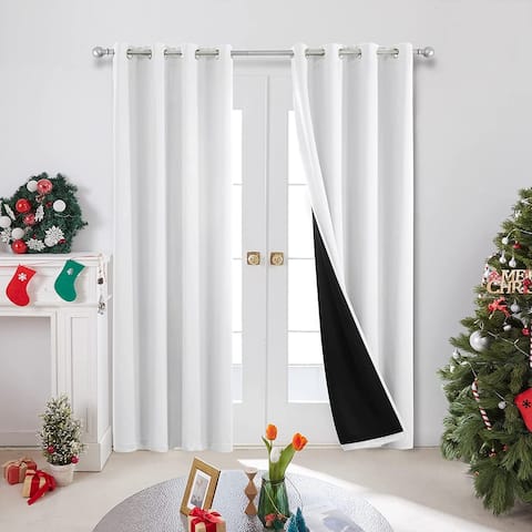 Deconovo 100 Percent Blackout Double Layers Lined Curtain Panel Pair
