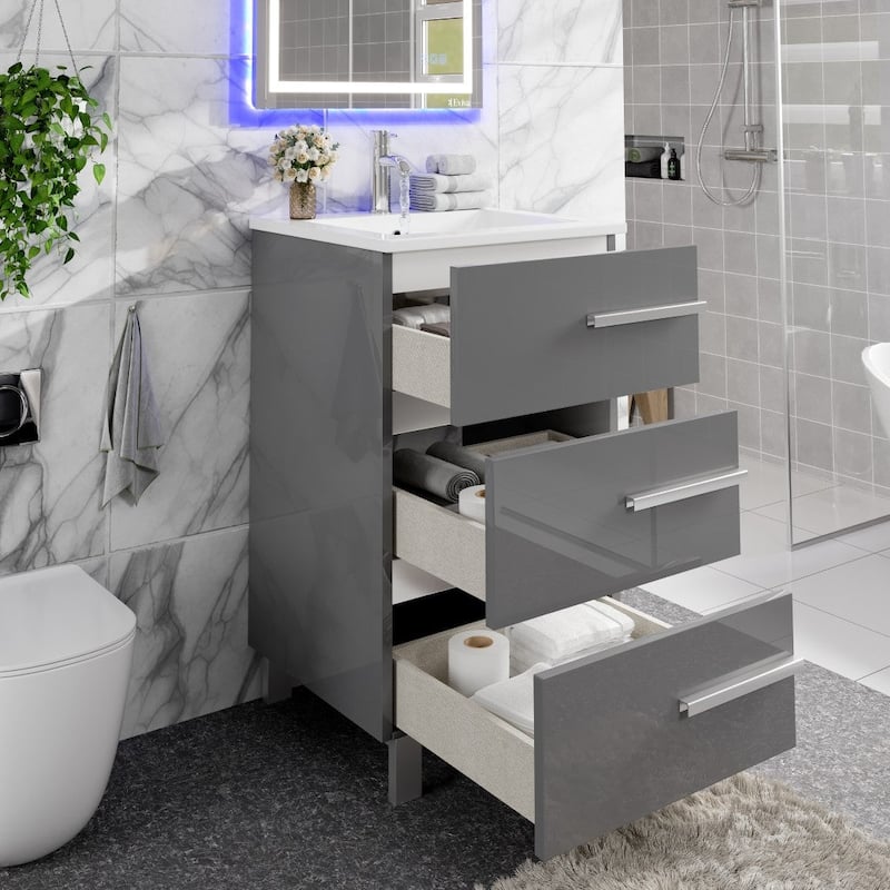 Eviva Deluxe 24"W Bath Vanity with White Porcelain Integrated Sink