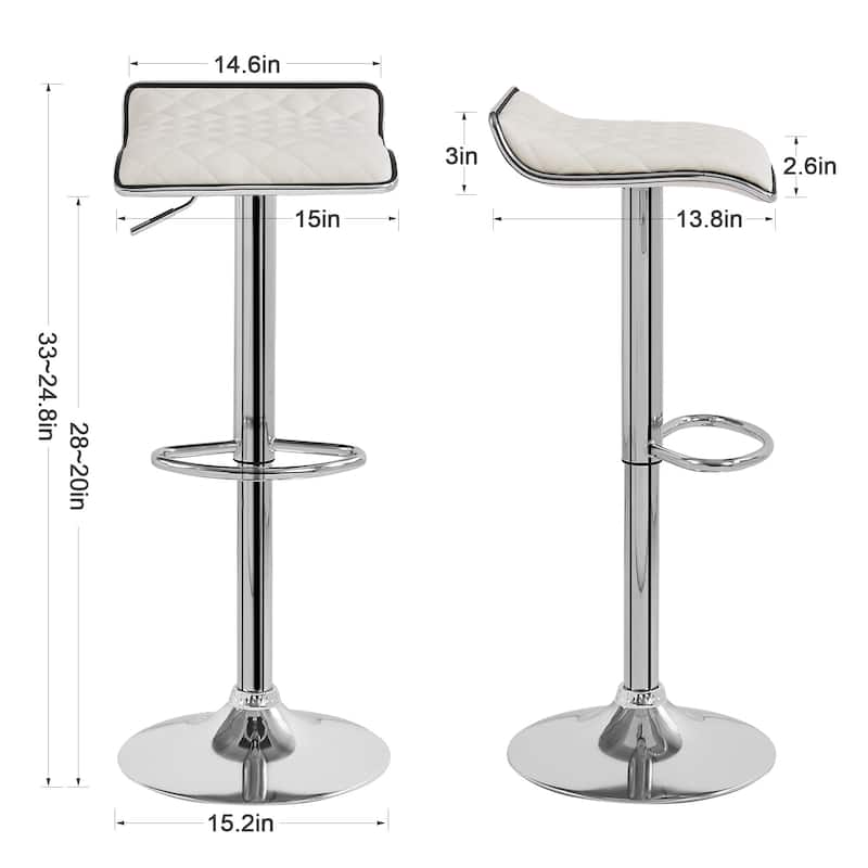 VECELO Barstools Adjustable Height Faux Leather Backless Modern Swivel Bar Stools (Set of 2)-Five colors