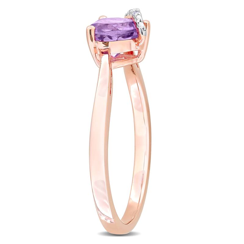 Miadora 3/5ct TGW Heart Shape Amethyst and Diamond Accent Wrap Ring in Rose Silver