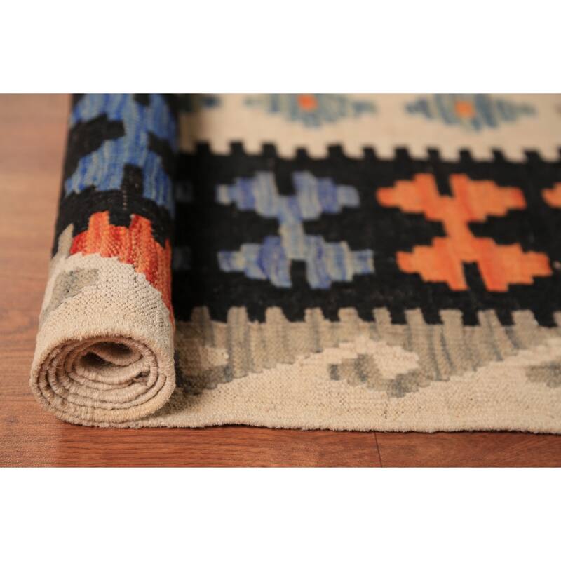Southwestern Kilim Oriental Large Rug Hand-Woven Wool Carpet - 10'5"x 15'9"