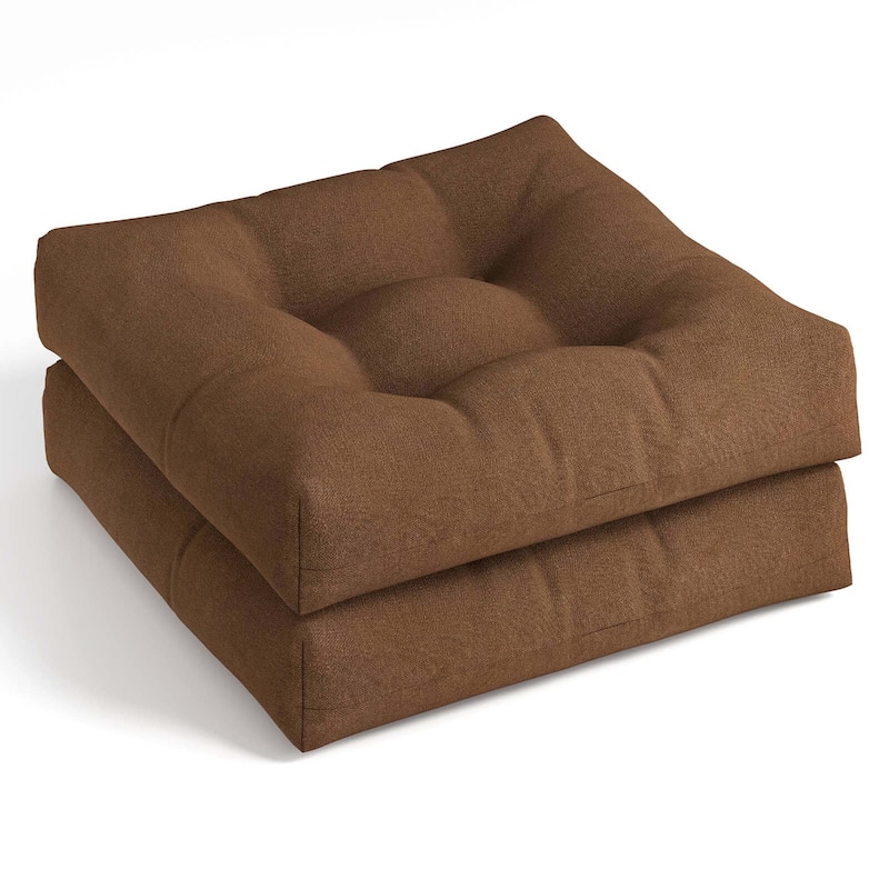 Costway 2 PCS 21'' x 21'' Patio Chair Seat Cushion Pads Indoor/Outdoor - Brown - See details