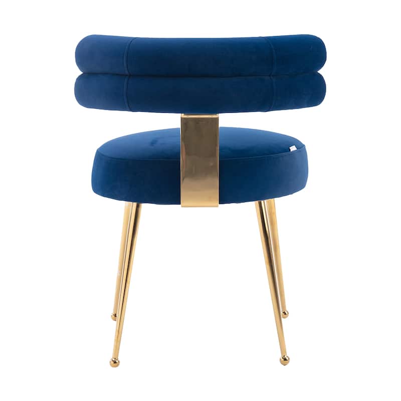 Velvet Upholstered Tubulous Side Dining Chair with Golden Legs(set of 2)