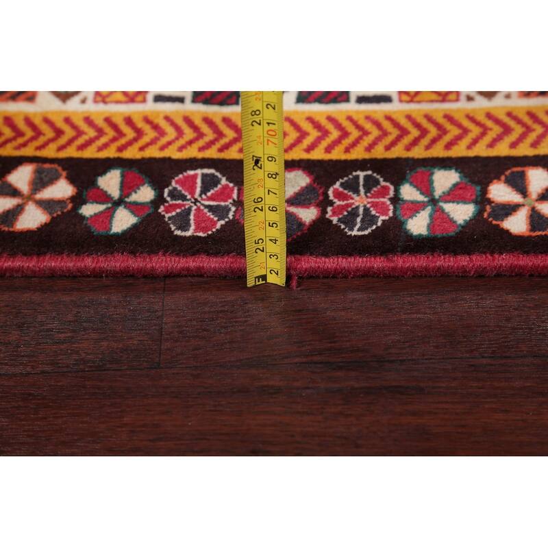 Hand Knotted Oriental 100% Wool Carpet Traditional Tribal Red Shiraz Area Rug - 5' 11'' X 4' 1''