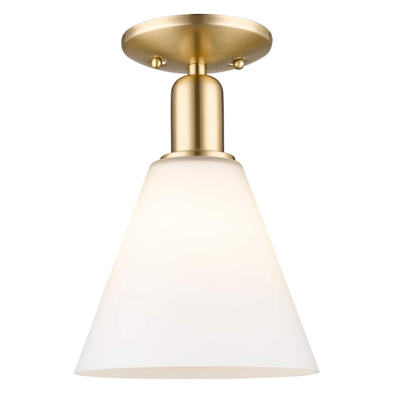 Innovations Lighting 716-1C-12-8 Berkshire Glass Semi-Flush Berkshire - Champagne Bronze / Matte White