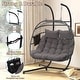preview thumbnail 5 of 6, EROMMY Hanging Egg Chair with Stand, Foldable Indoor/Outdoor Swing Chair includes Cushion and Pillow, Patio Wicker Swing