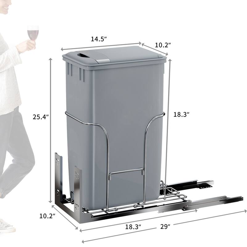 Moasis 43 QT Cabinet Pull-out Trash Bin with Lid - 43QT