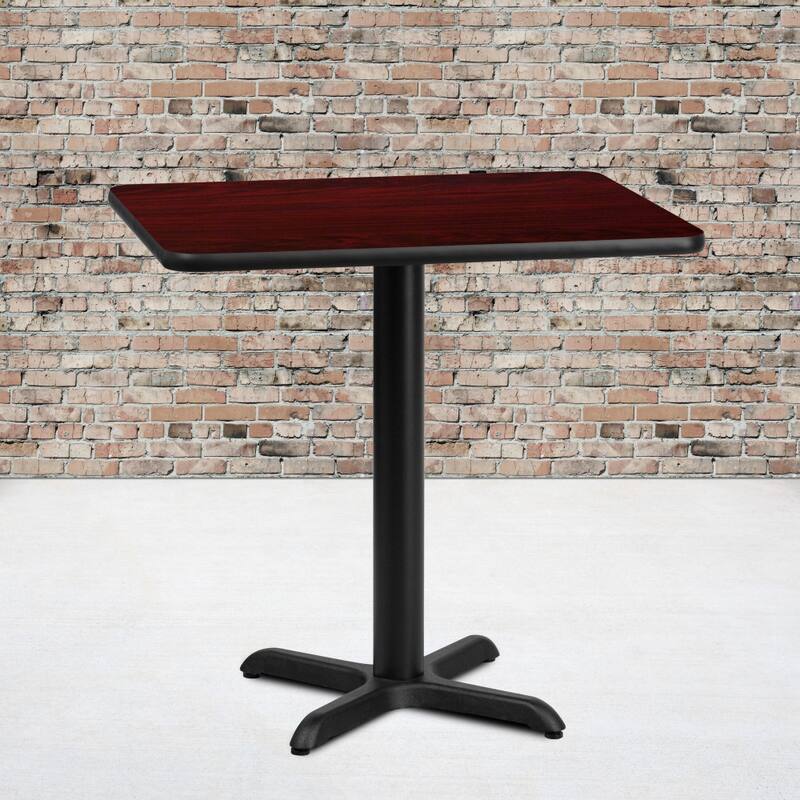 24'' x 30'' Rectangular Laminate Table Top with 22'' x 22'' Table Height Base - 24"W x 30"D x 31.125"H - Mahogany
