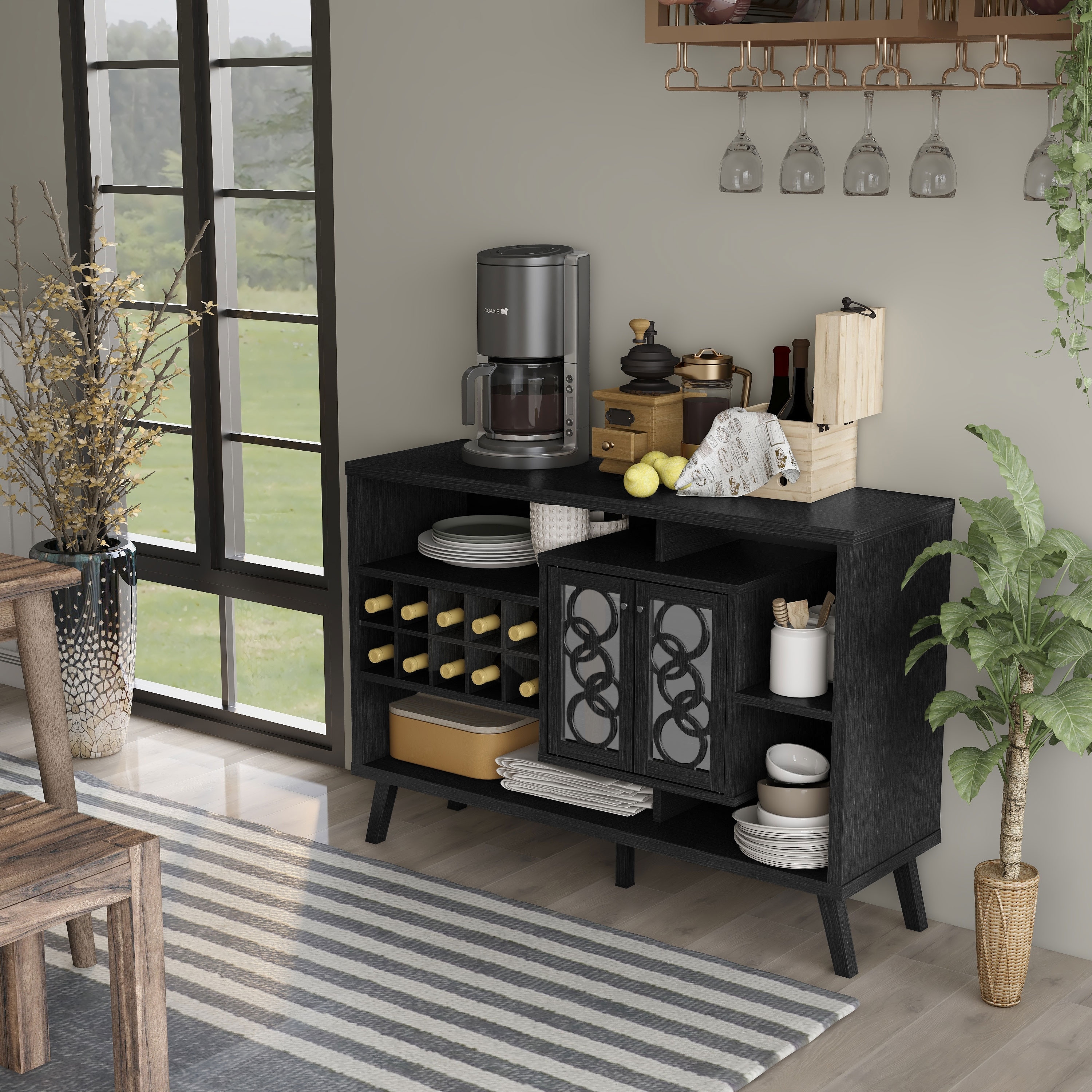 Furniture of America Nen Mid-century Brown 4-shelf Buffet Server