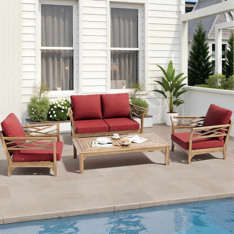 27.6 x 24.4 x 4.5 in T Outdoor Indoor Patio Premium Fabric Seat Cushions Set (Seat & Back)