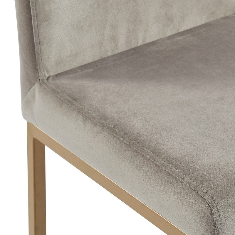 Set of 2 Gray and Gold Contemporary Upholstery Counter Chairs 37.5"