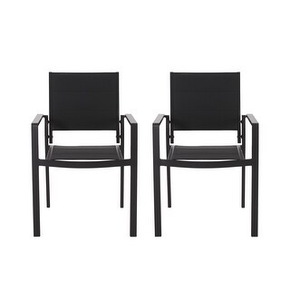 Wilbur Outdoor Mesh and Aluminum Dining Chairs by Christopher Knight Home - N/A