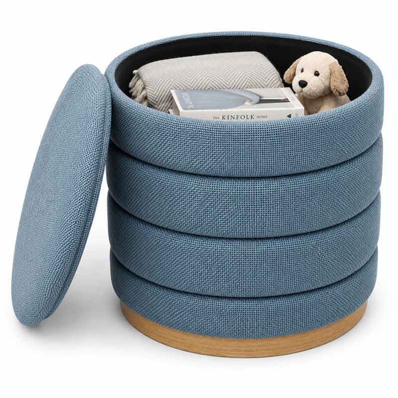 Aria Home Modern Cylinder Ottoman with Hidden Storage Upholstery Seat