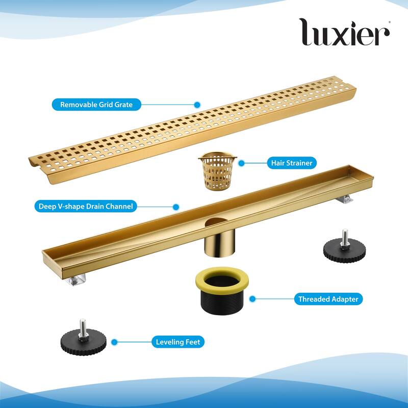 24 in. Stainless Steel Linear Shower Drain with Square Pattern Drain Cover