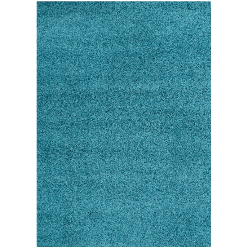 SAFAVIEH Laguna Shag Verdiana Solid Color 2-inch Thick Rug. - 4' x 6' - Turquoise - Rectangle