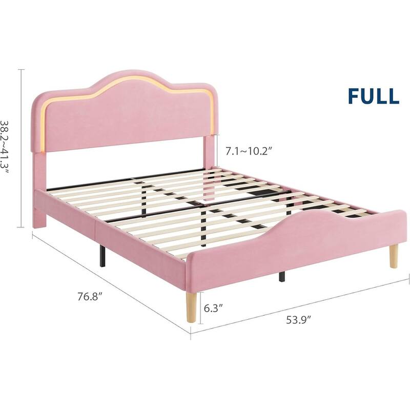 Bed Frame, Adjustable LED Headboard and Footboard