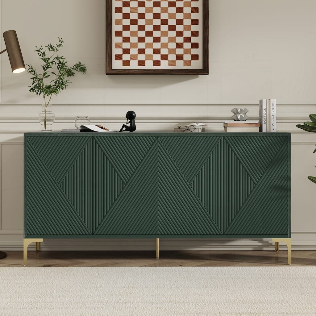 Luxurious 60"L Sideboard with 4 Doors and Rebound Device