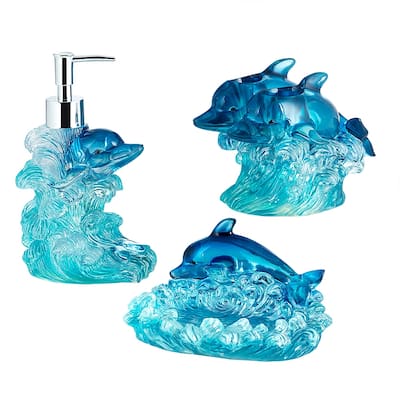 Jump for Joy Dolphin 3-Piece Bathroom Accessory Set - 3 Piece Set