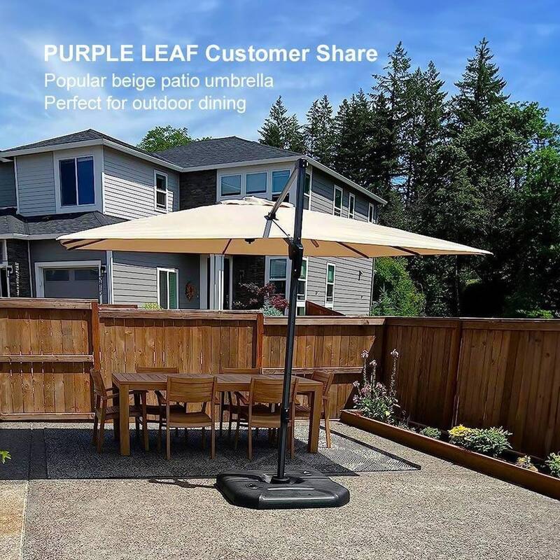 PURPLE LEAF 10 ft Square 360 Degree Rotation Patio Cantilever Umbrella