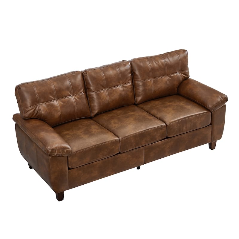 Breathable PU Leather Upholstered Couch 3 Seater Sofa with Storage