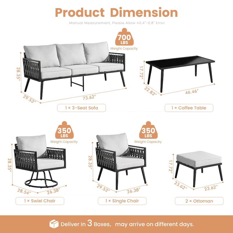 XIZZI 6-Piece Outdoor Patio Furniture Conversation Set
