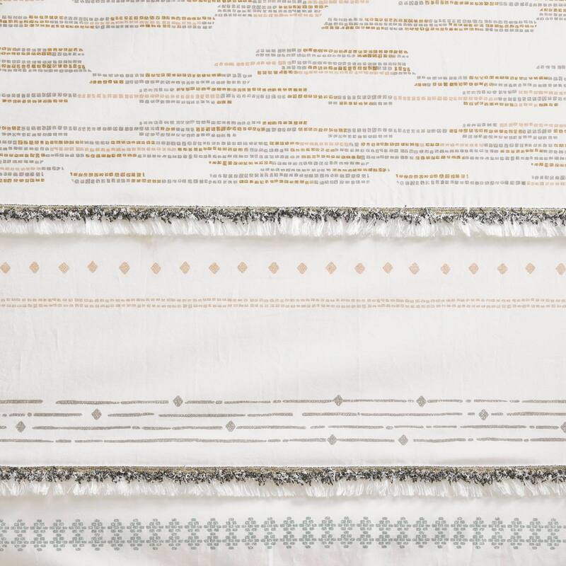 INK+IVY Nea Natural Cotton Printed Window Panel with tassel trim and Lining