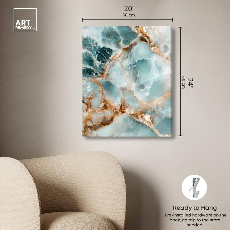 Teal Marble Majesty Canvas by Art Remedy, Gallery Wrapped
