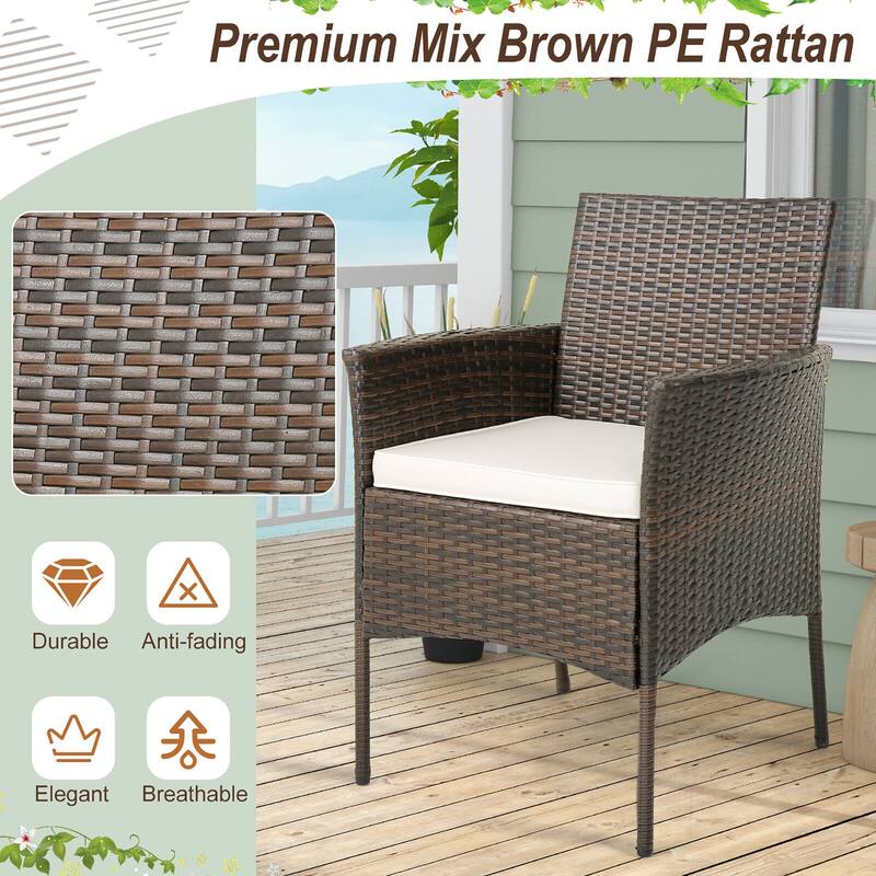Gymax 5 PCS Patio Dining Set Round Acacia Wood Table 4 Cushioned
