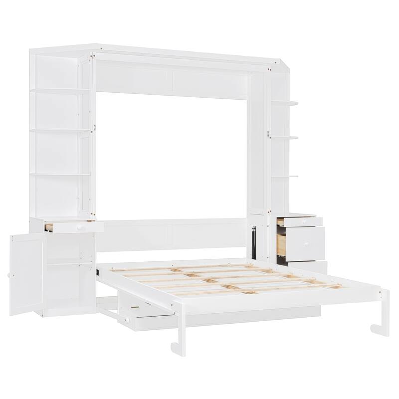 All-in-One Queen Murphy Bed with Desk, Light and Srorage Wall by Harper&Bright Designs