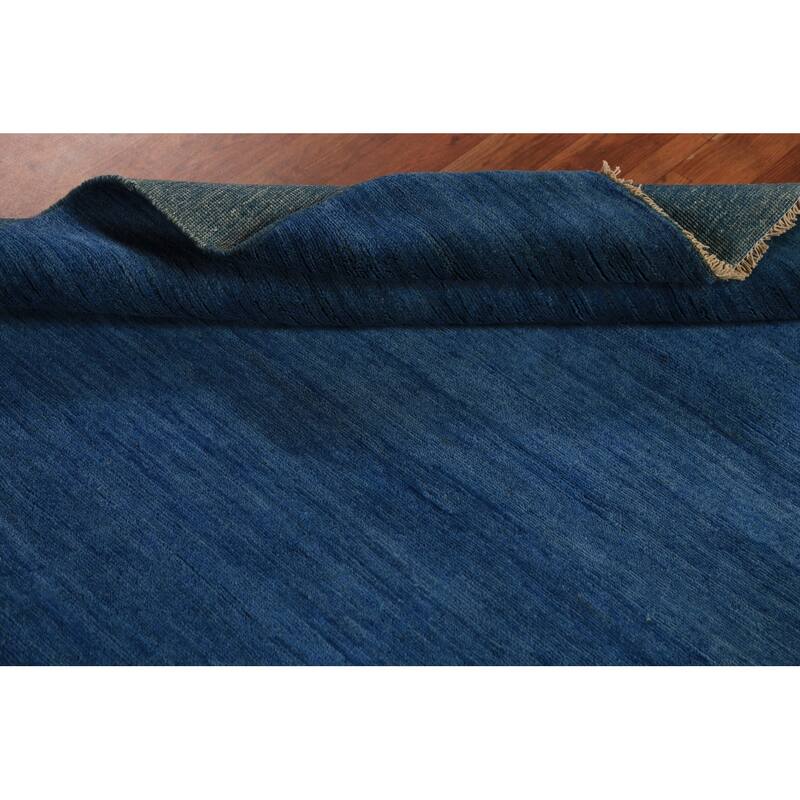 Blue Modern Gabbeh Oriental Rug Hand-Knotted Wool Carpet - 3'11" x 5'9"