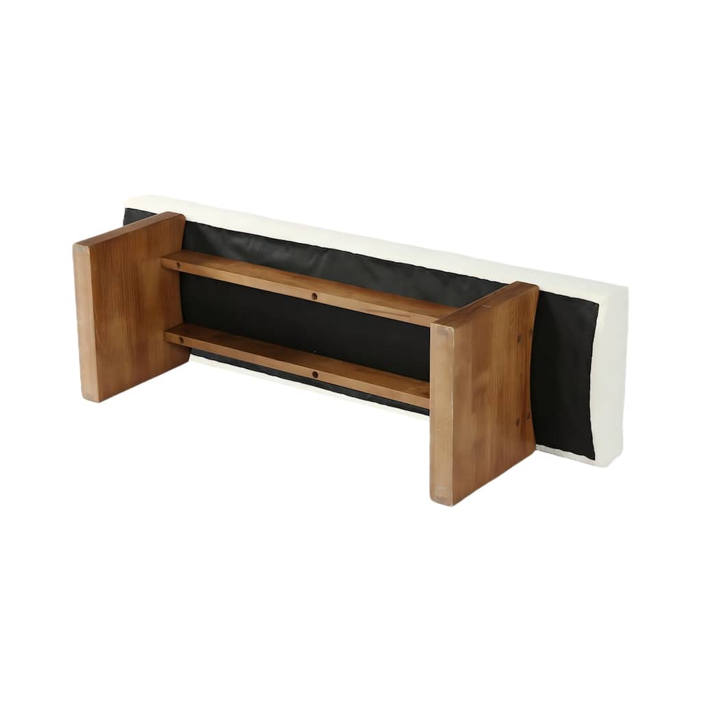 55" Solid Wood Entryway Bench, Upholstered Bedroom Bench