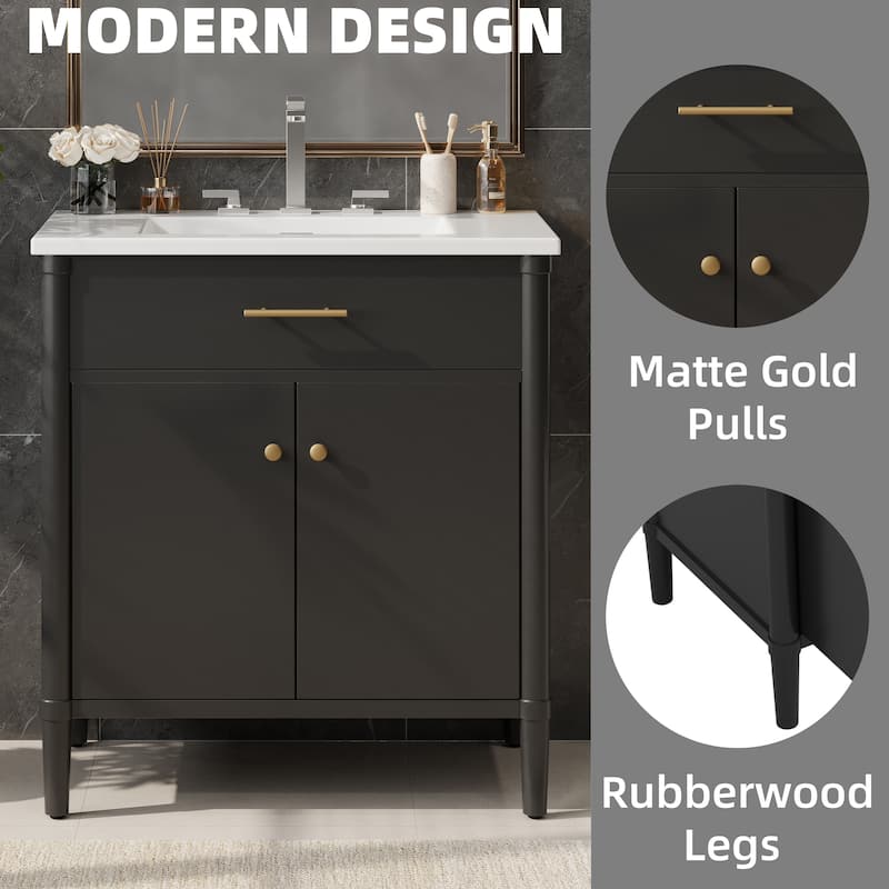 Bathroom Vanity with Sink, Bathroom Cabinet with Soft Close Doors and Adjustable Shelf