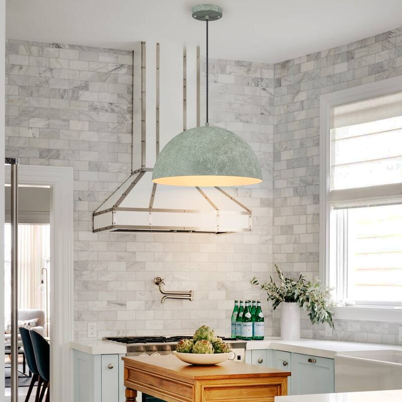 Industrial Modern Indian Gray Dome Pendant Light Kitchen Island - White - W15.75"