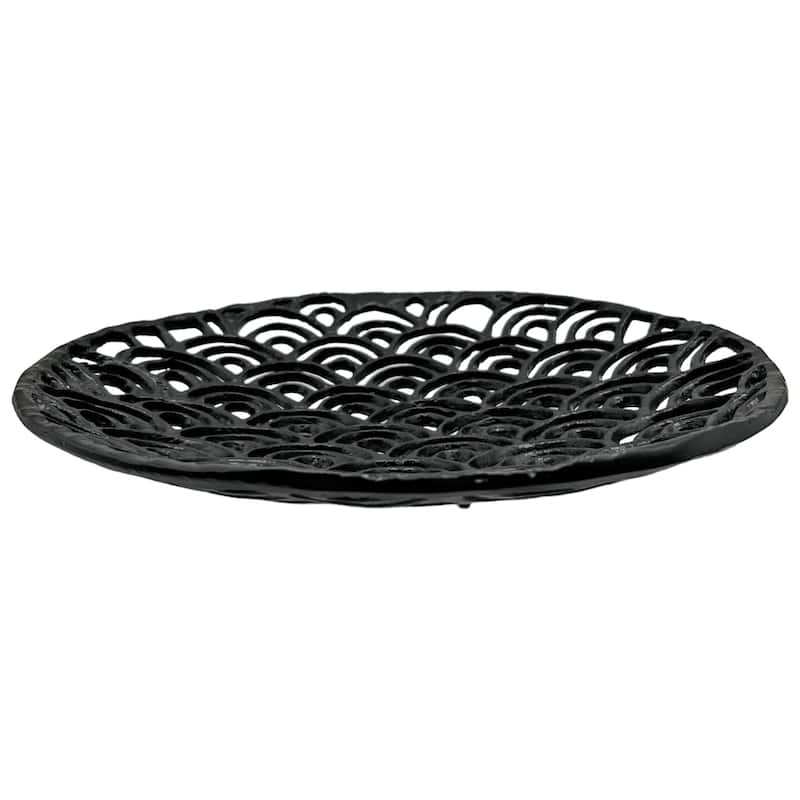 Decorative Handmade Aluminum Round Platter Bowl in Black