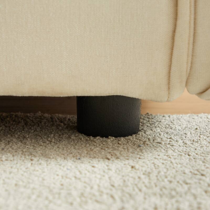 Convertible Chenille Sleeper Couch with Chaise and Ottoman, Easy Assembly Sofa Bed