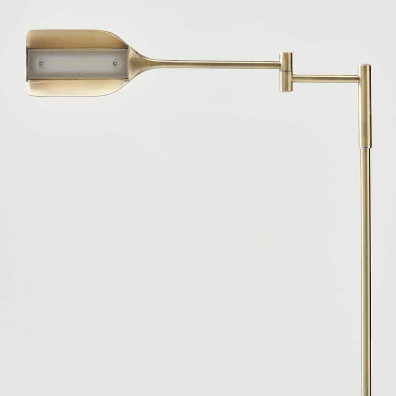 Brightech Leaf 53 in. Industrial 3-Way Dimming LED Floor Lamp with Brass Metal Empire Shade
