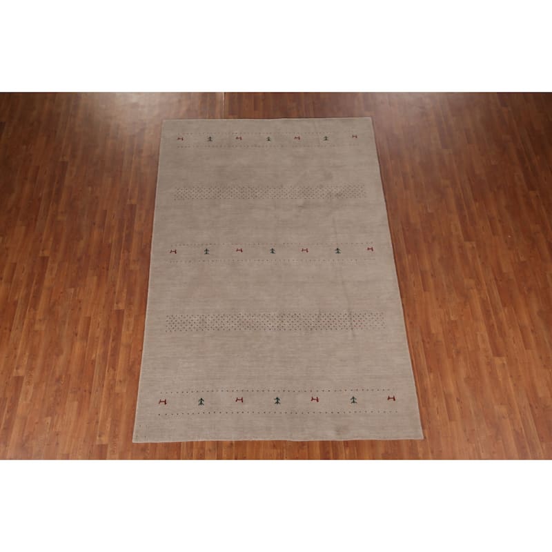 Little Animals Tribal Gabbeh Oriental Area Rug Handmade Wool Carpet - 6'7"x 9'8"