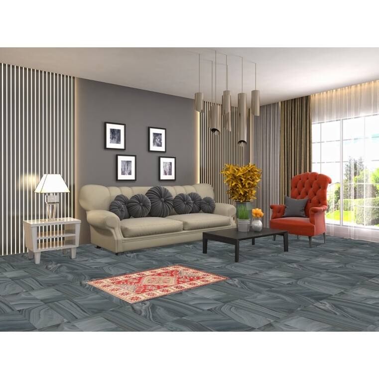 Geometric Kazak Oriental Accent Rug Hand-Knotted Wool Carpet - 2'1" x 2'11"