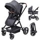 preview thumbnail 5 of 25, 2-in-1 Baby Stroller Travel Stroller Reversible Recliner Stroller Bassinet Stroller with Convenient One-Handed - N/A Black
