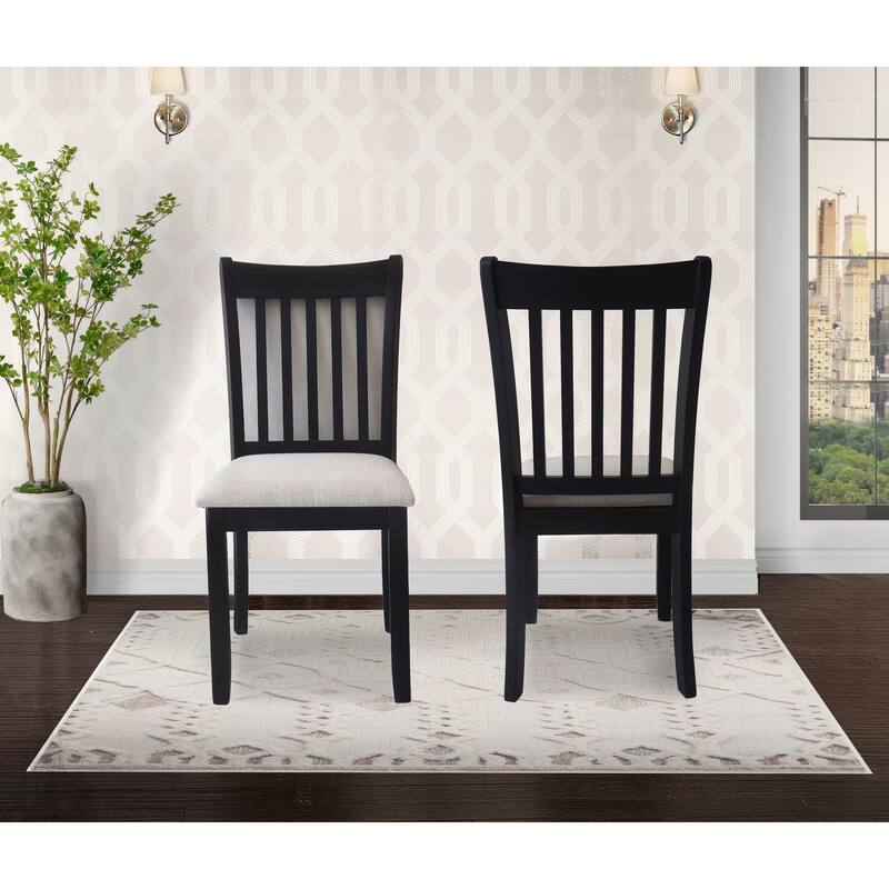 Dining Chairs Set of 2, Wooden Upholstered Kitchen Chairs, Breakfast Chairs with Slatted Back and Rubber Wood Frame