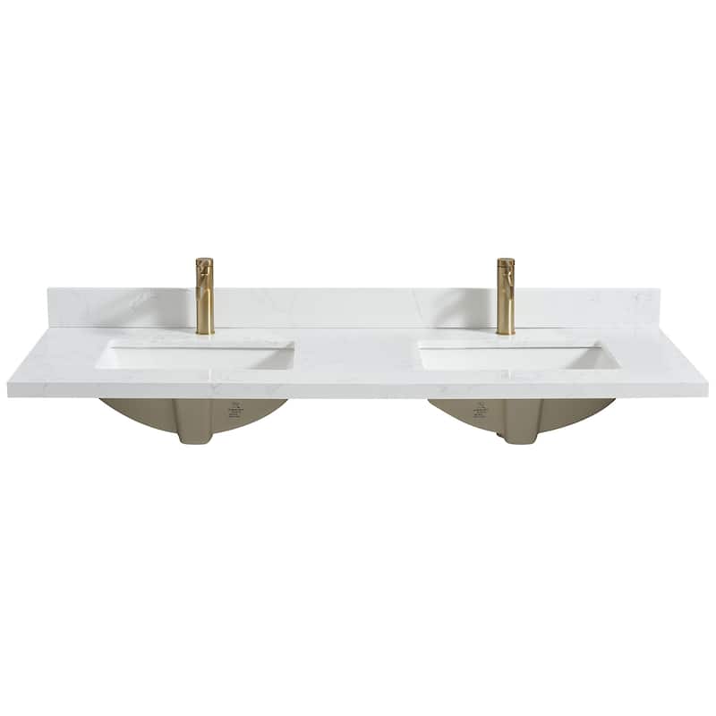 Malaga Composite Stone Vanity Top with White Rectangular Sink