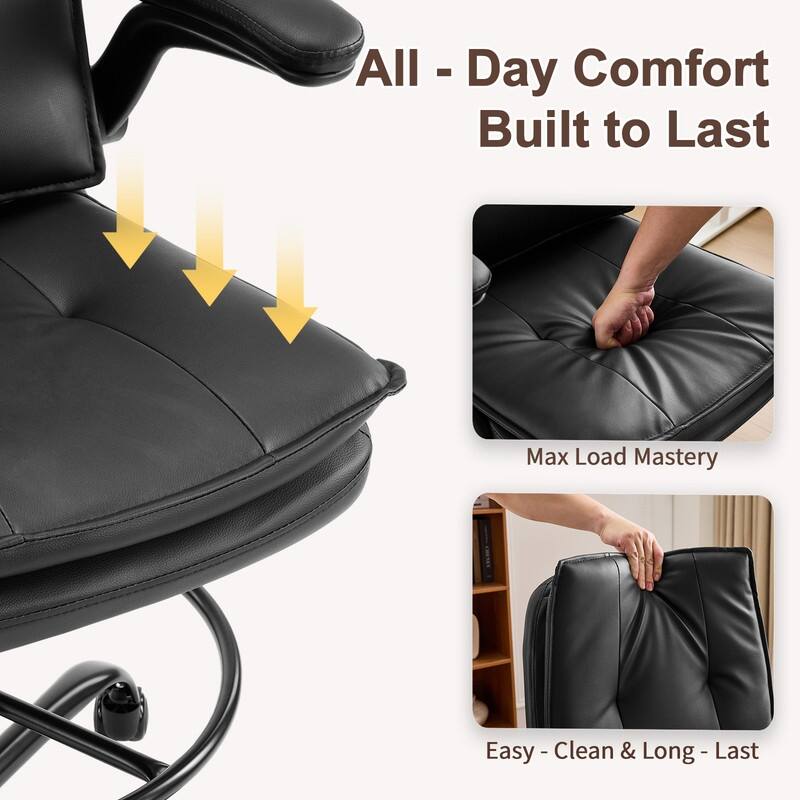 PU Tall Office Chair Drafting Chair With Adjustable Footrest Ring