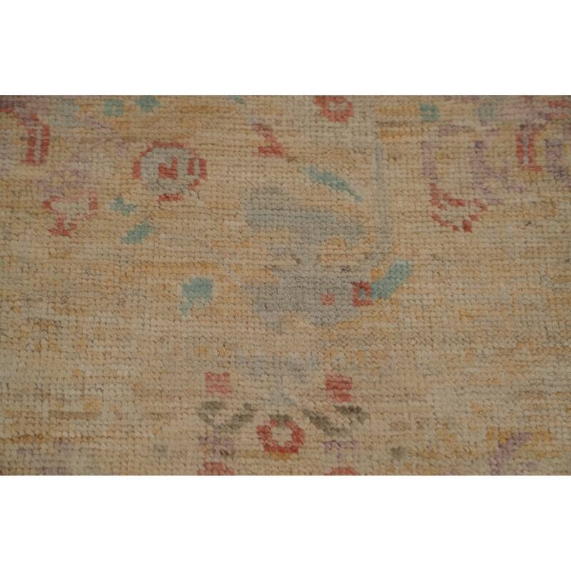 Hand Knotted Oriental 100% Wool Carpet Traditional Floral Yellow & Gold Ziegler Runner Rug - 9' 9'' X 3' 0''