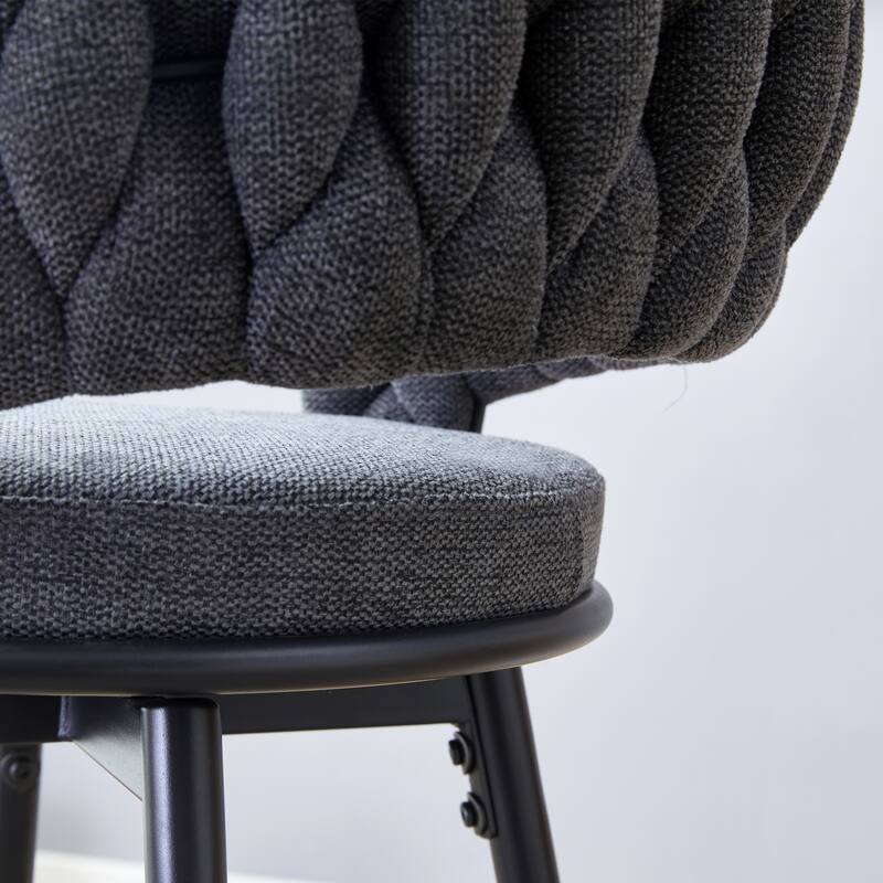 Swivel Bar Stools Set of 2, Modern Barstools with Backs, Upholstered Cotton Linen High Chairs for Island Kitchen